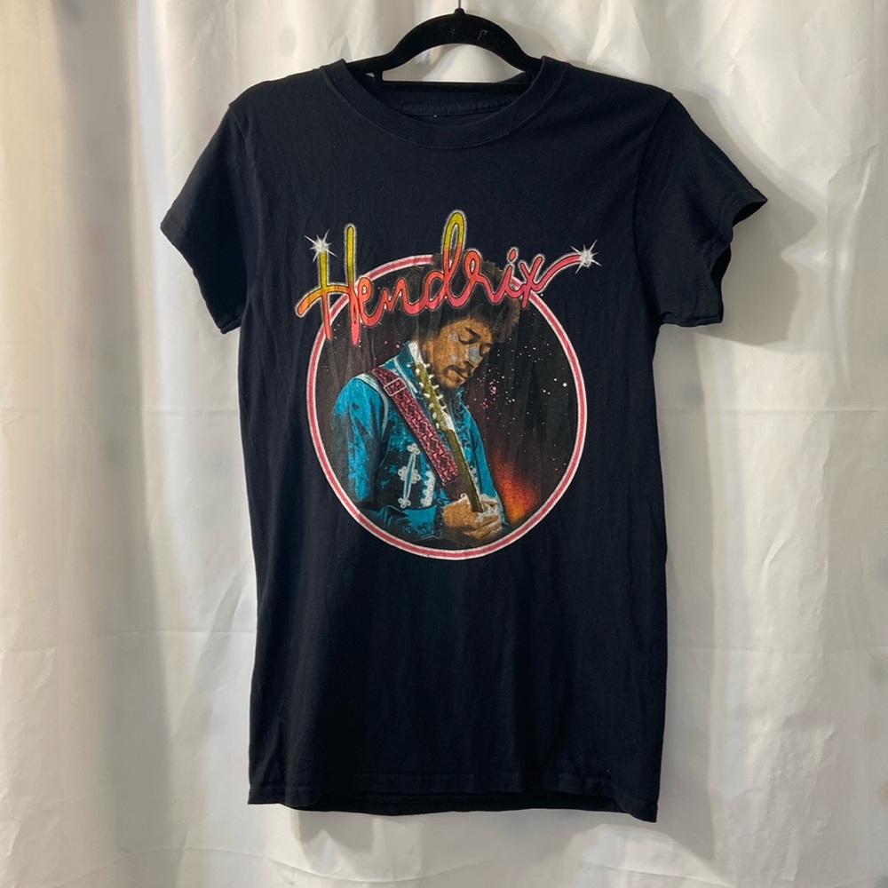 Authentic Jimi Hendrix T Shirt Black Rainbow Graphic Crew Neck Unisex Size (S)